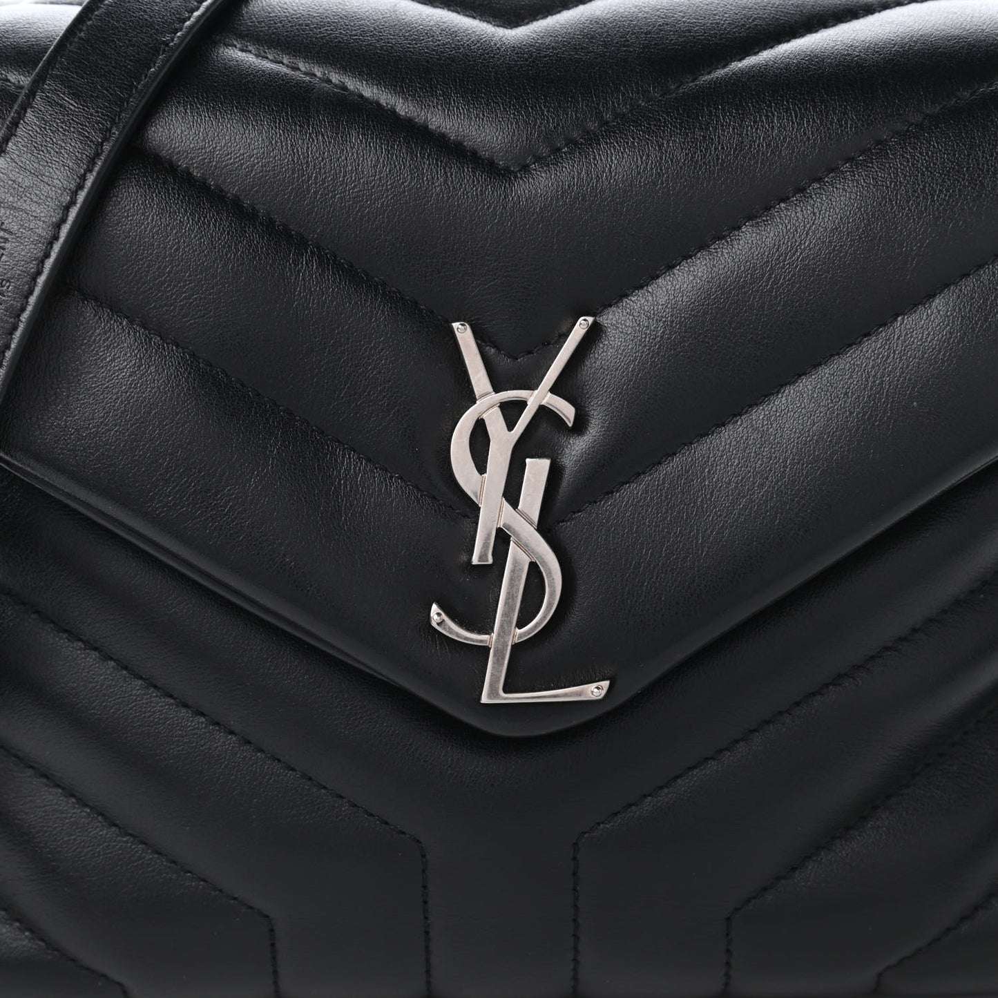 Calfskin Y Quilted Monogram Small Loulou Chain Satchel Black