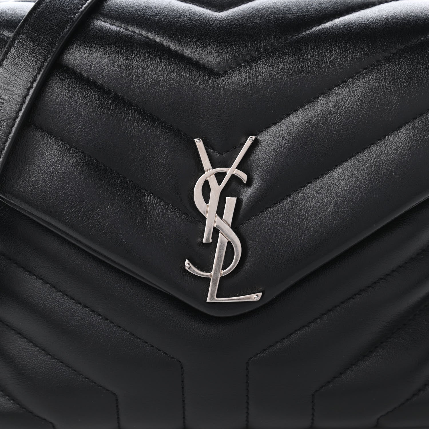 Saint Laurent Calfskin Y Quilted Monogram Small Loulou Chain Satchel Black 10 of 10