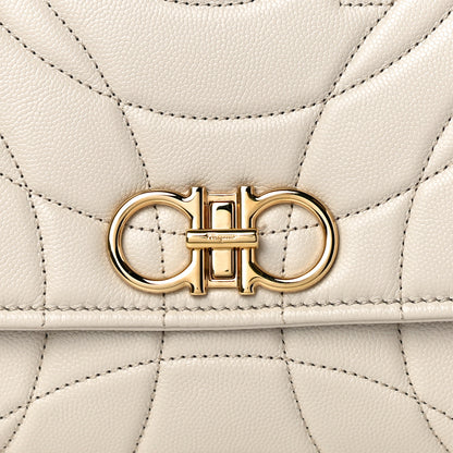 Salvatore Ferragamo Calfskin Quilted Gancini Flap Bag Bone 9 of 9