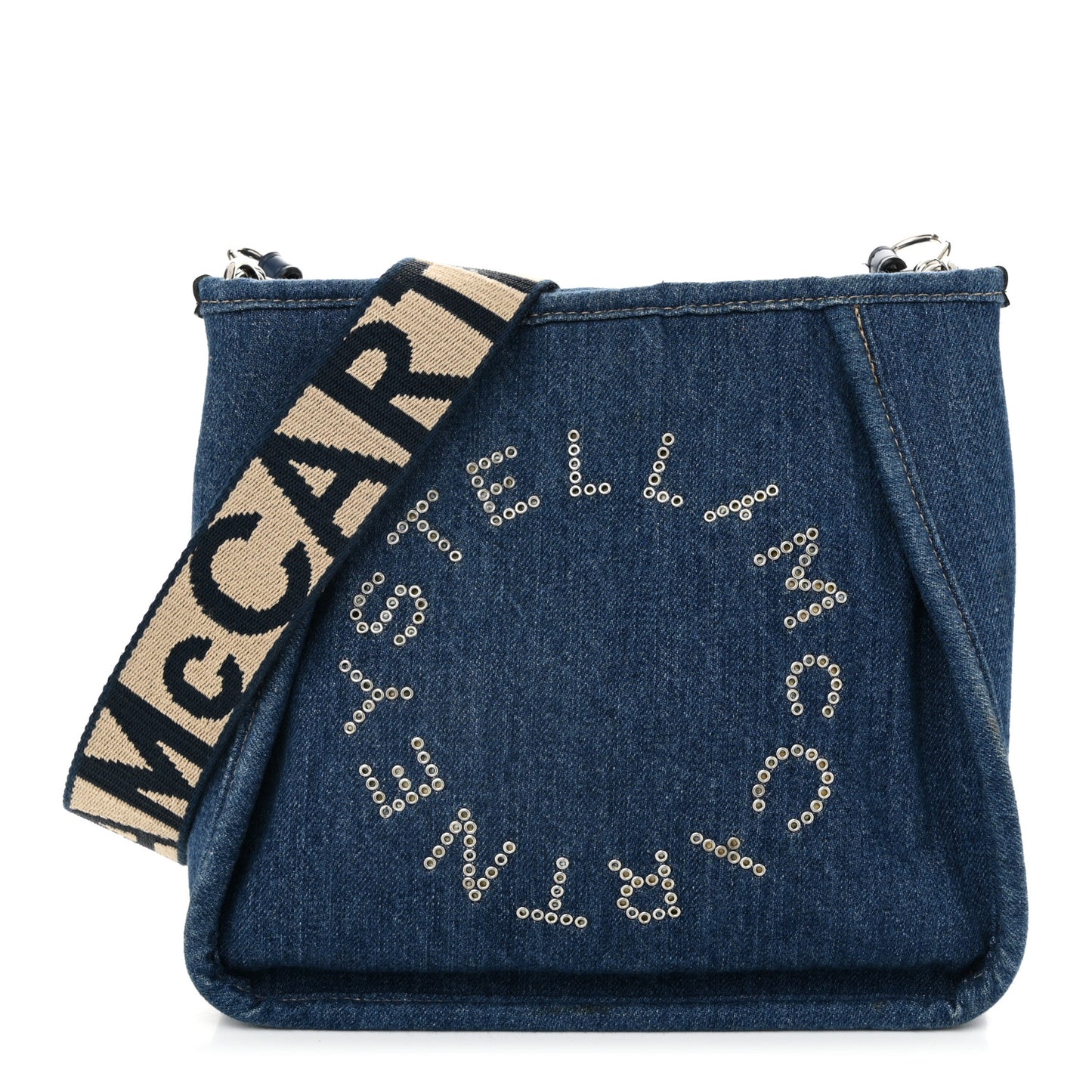 Eco Alter Denim Perforated Logo Mini Crossbody Blue