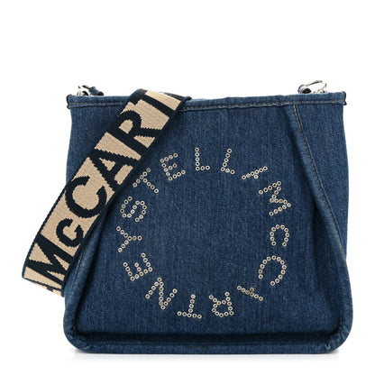 Stella McCartney Eco Alter Denim Perforated Logo Mini Crossbody Blue 1 of 11
