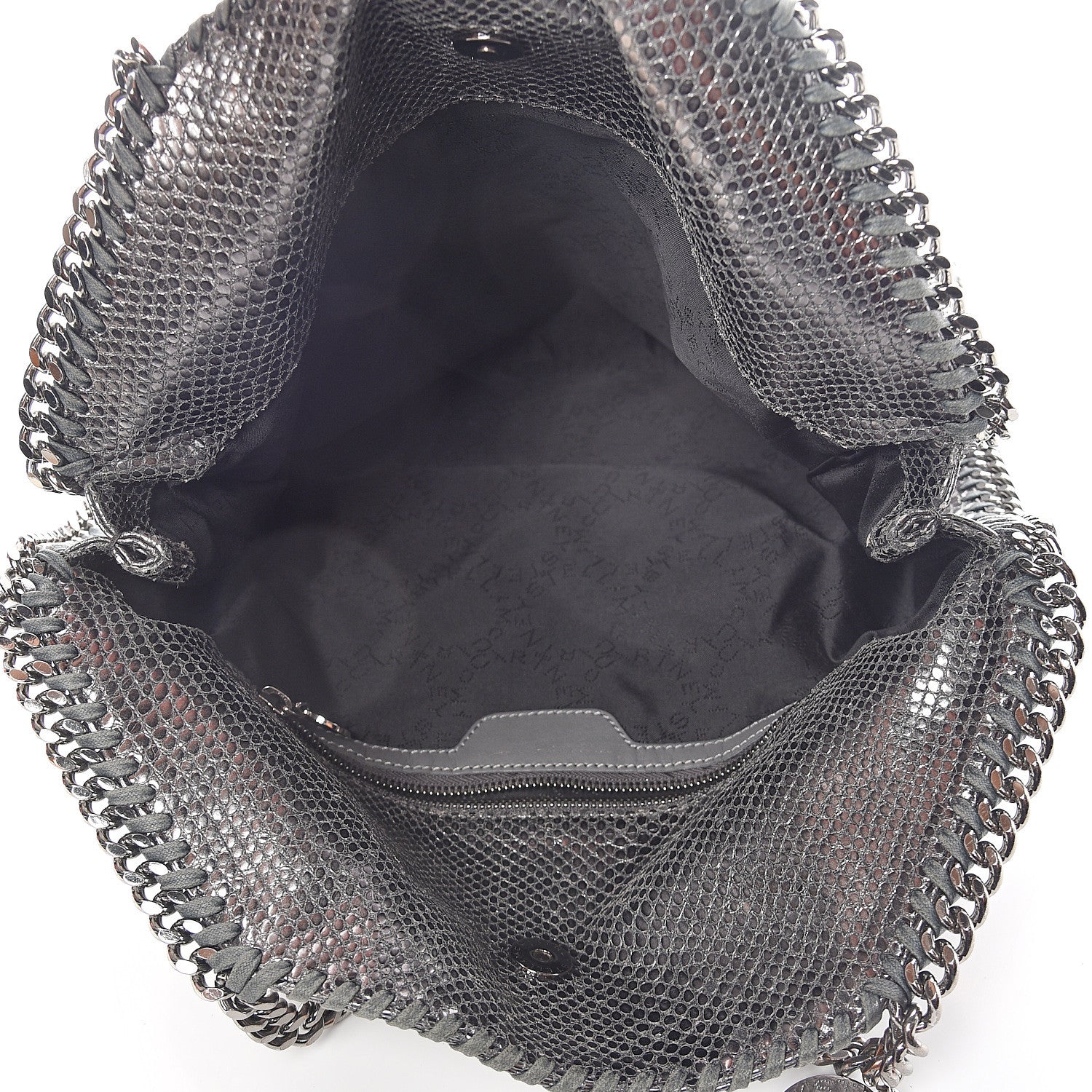 Stella McCartney Metallic Snake Print Falabella Fold Over Tote Ruthenium 4 of 8
