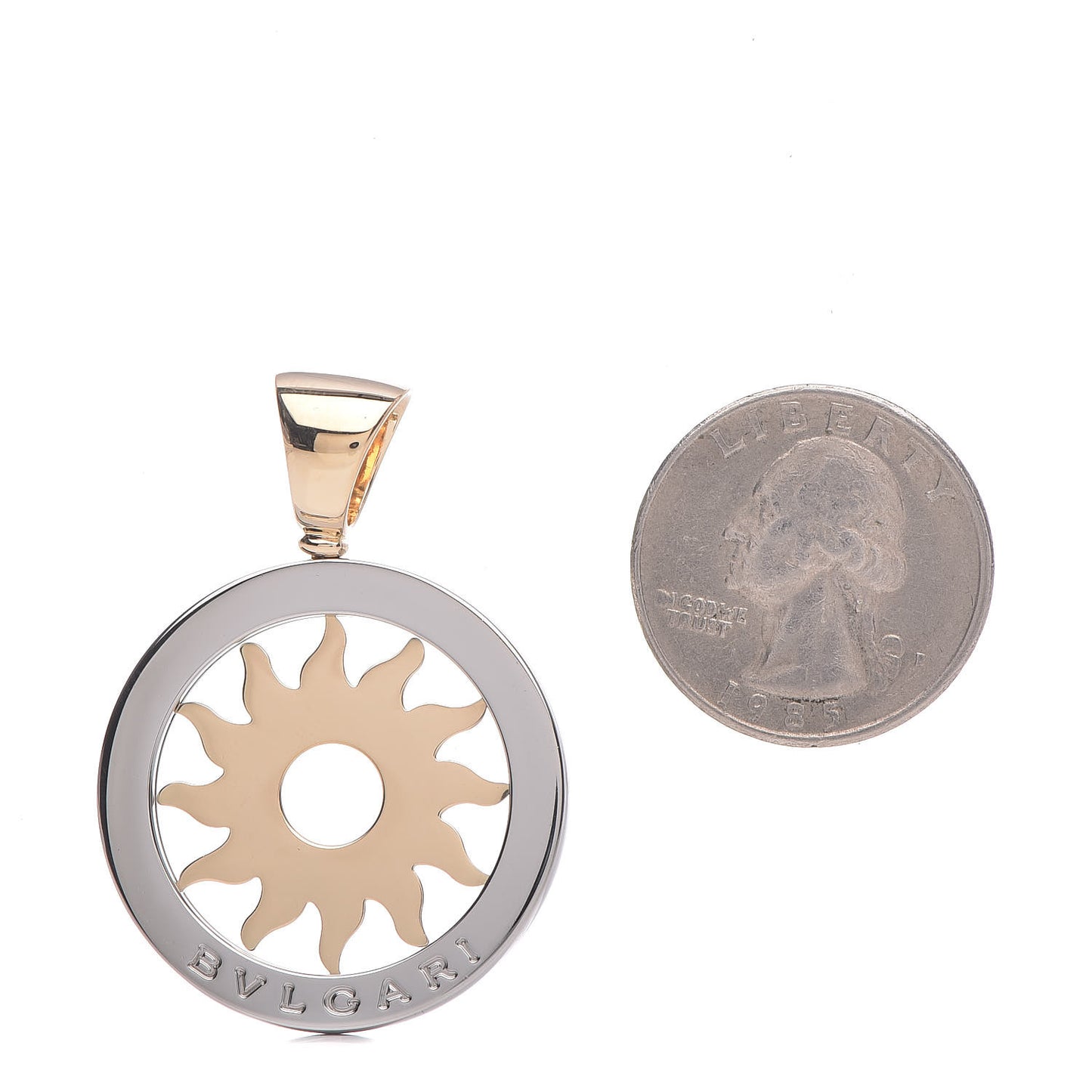 18K Yellow Gold Stainless Steel Tondo Sun Pendant