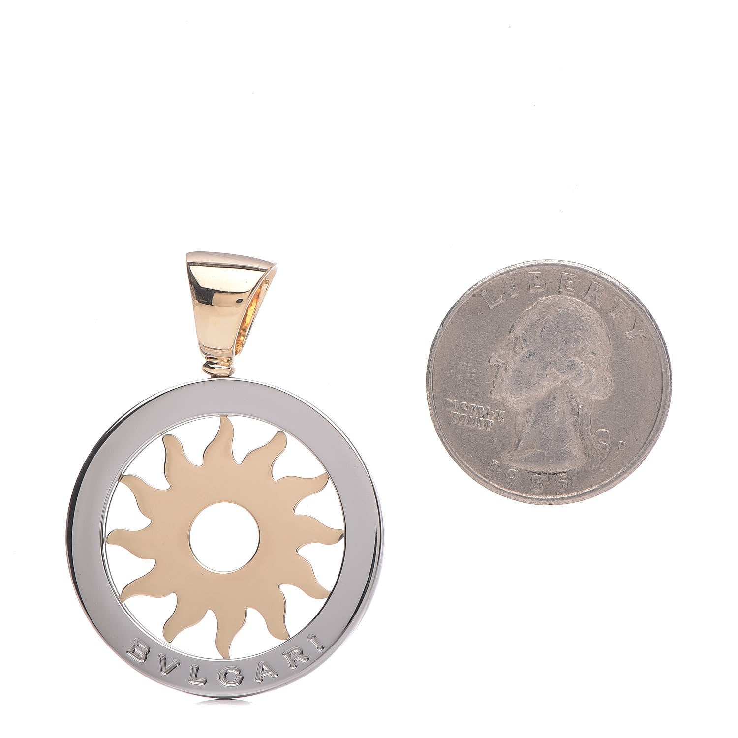 Bulgari 18K Yellow Gold Stainless Steel Tondo Sun Pendant 2 of 4