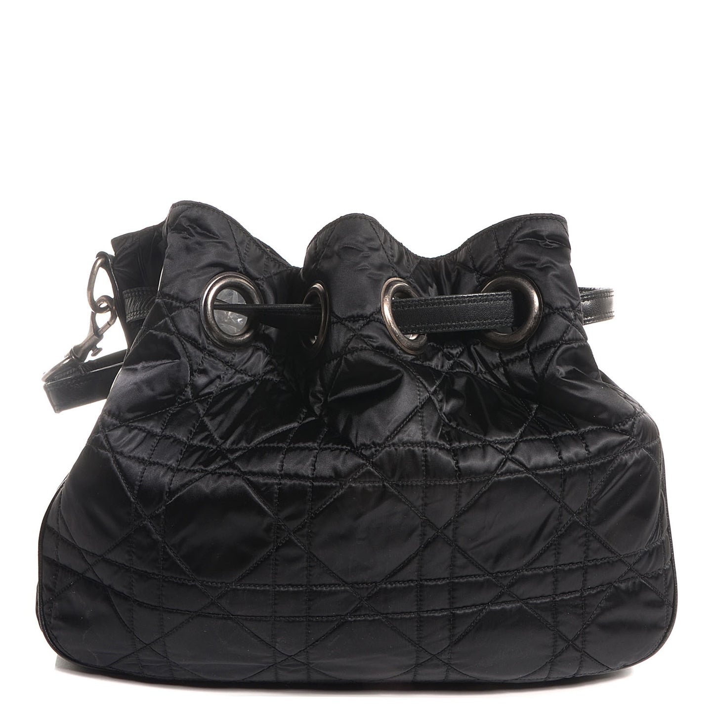 Nylon Cannage Drawstring Bag Black