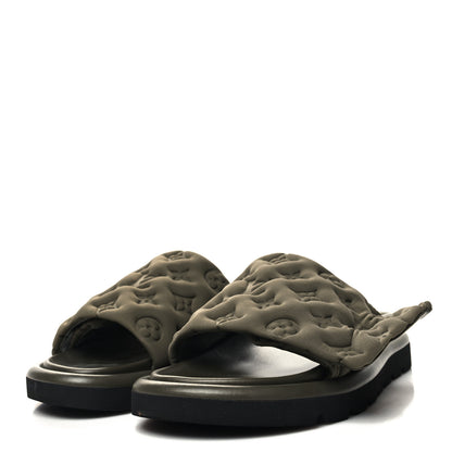 Louis Vuitton Technical Fabric Embossed Monogram Pool Pillow Comfort Mules 39 Khaki 3 of 11
