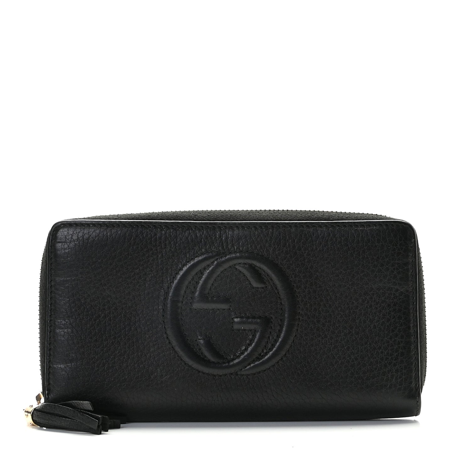 Pebbled Calfskin Soho Zip Around Wallet Black