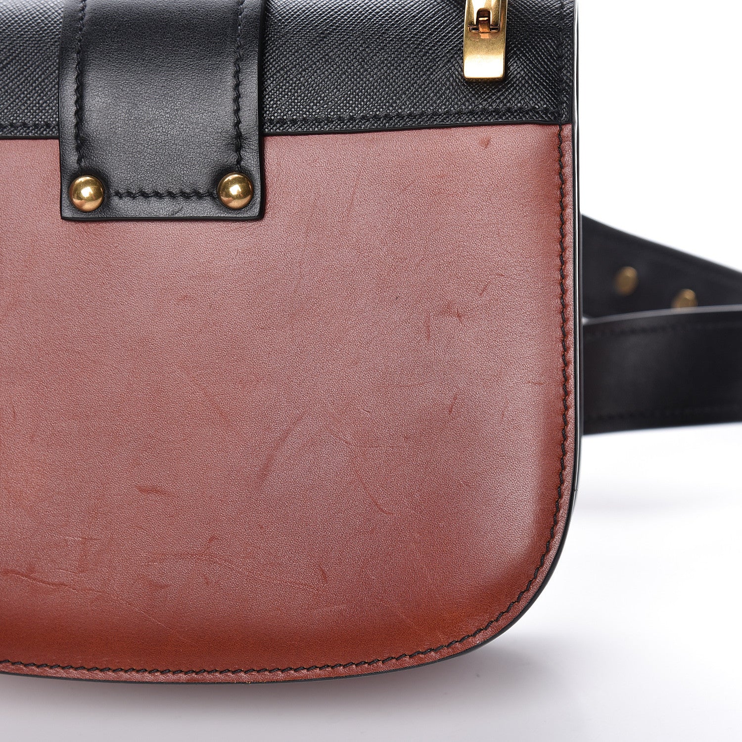 Prada City Calf Saffiano Cahier Crossbody Bag Cotto Black 13 of 14