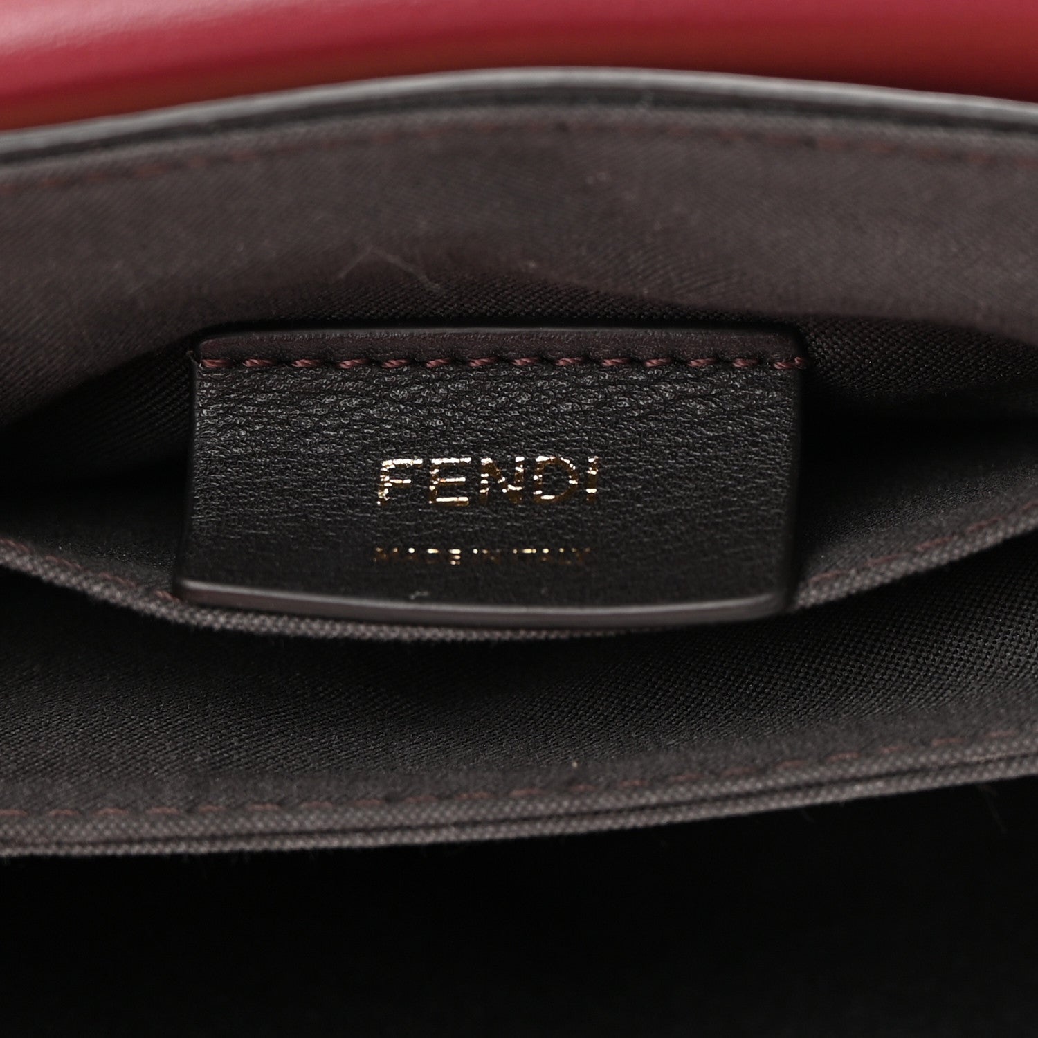 Fendi Shiny Nappa Small ID Shoulder Bag Papiro Rosso Scuro Miele Scuro 6 of 16