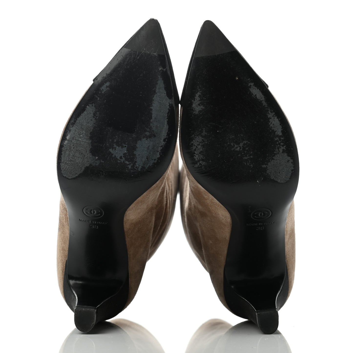Suede Calfskin Satin Gabrielle Cap Toe Short Boots 38 Beige Black