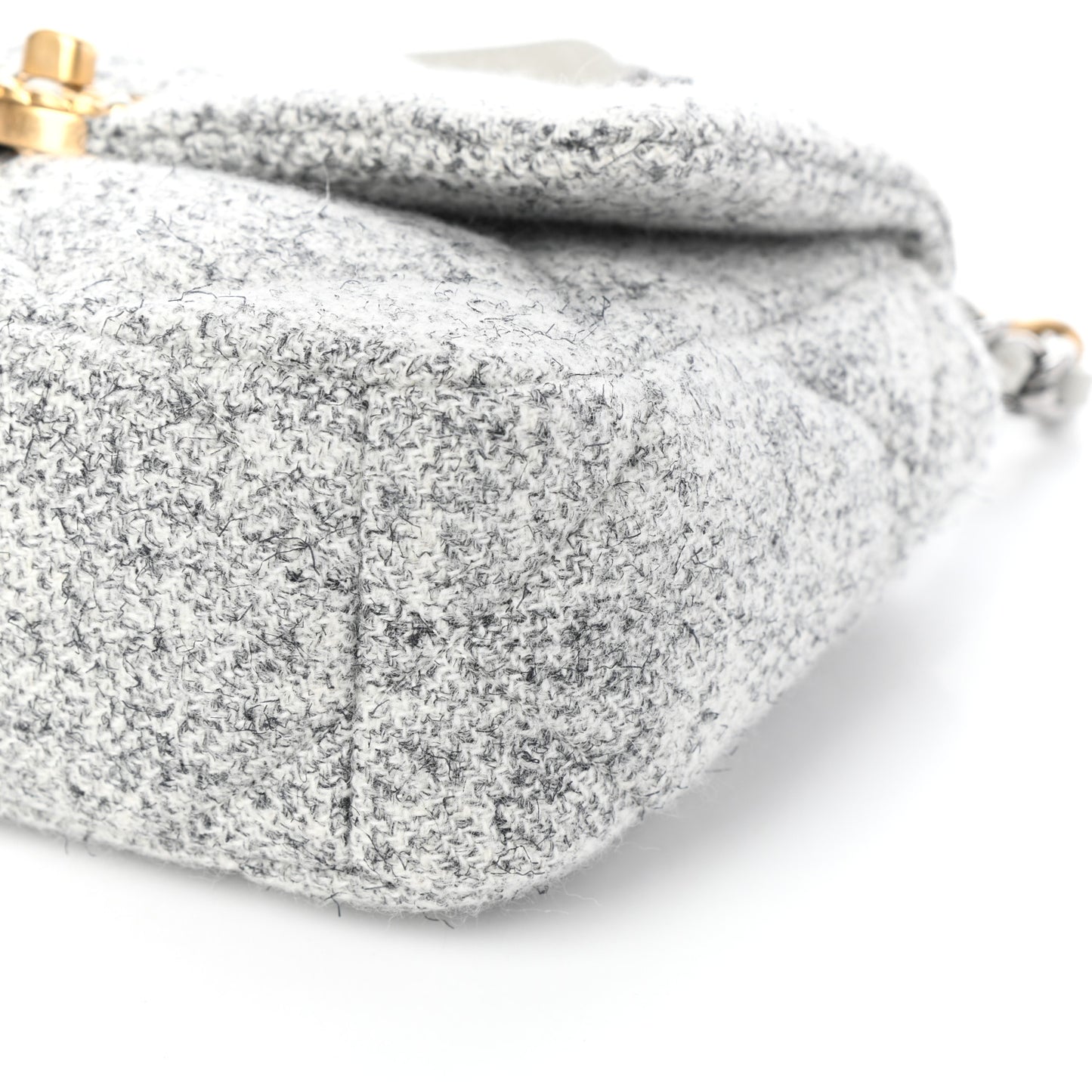 Tweed Quilted Medium Chanel 19 Flap Grey Ecru