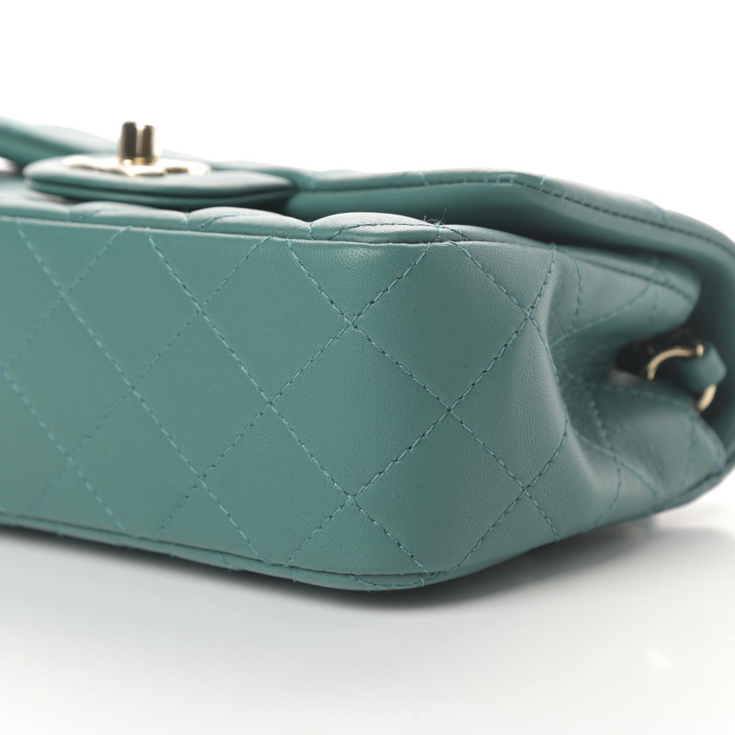 Lambskin Quilted Mini Rectangular Flap Green