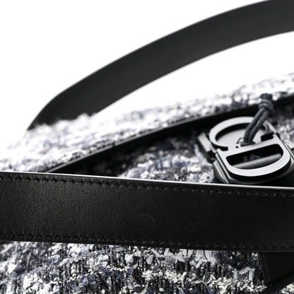 Christian Dior Tweed Saddle Bag Black Silver 14 of 15