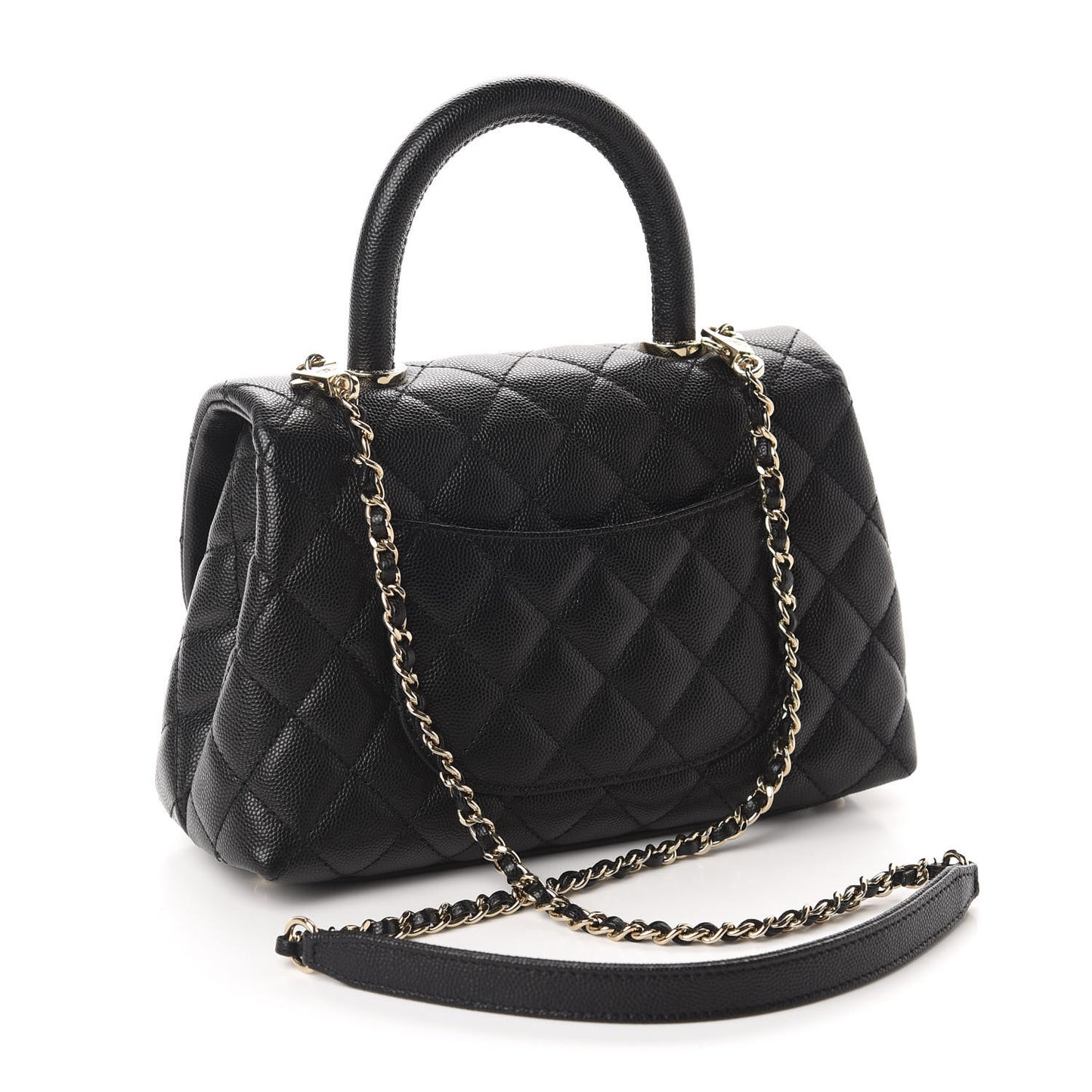Caviar Quilted Mini Coco Handle Flap Black