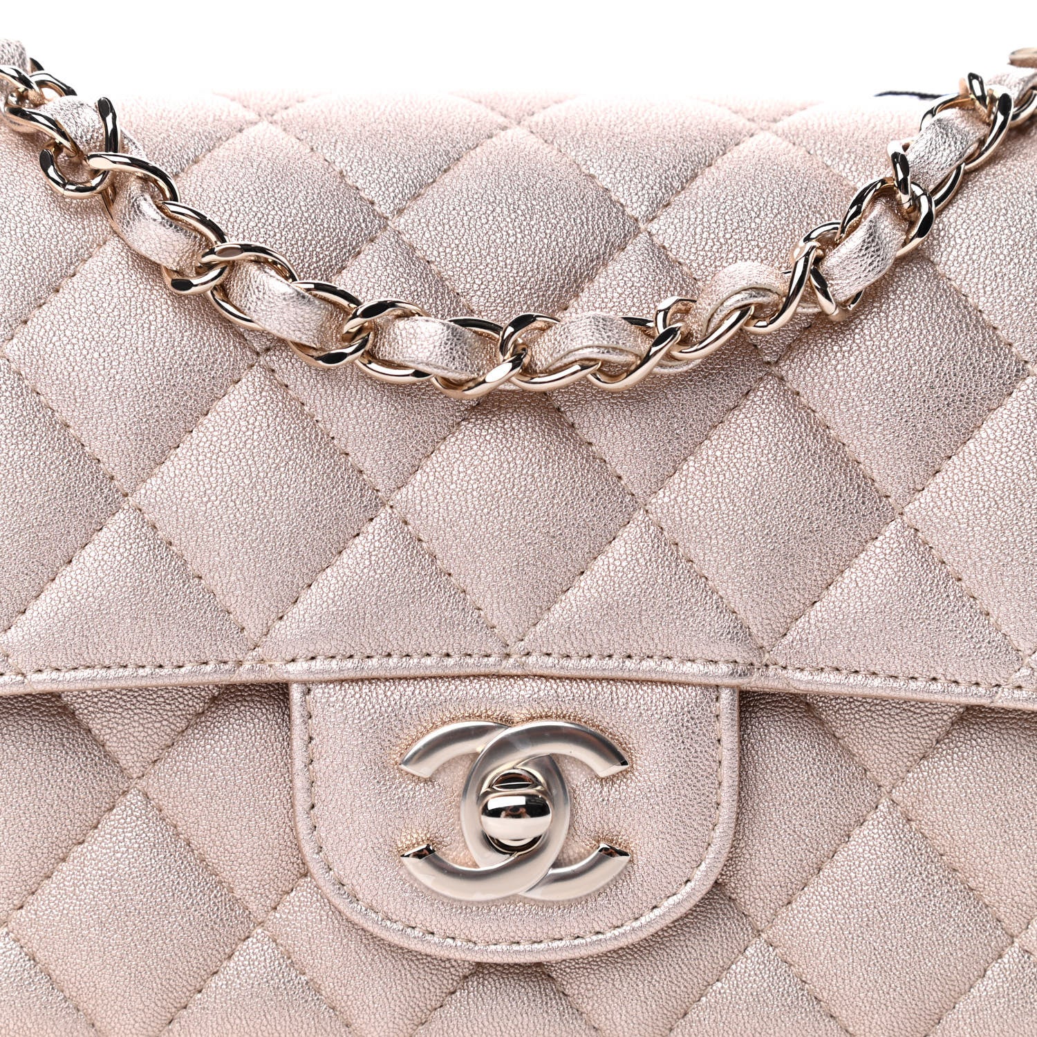 Chanel Metallic Lambskin Quilted Mini Rectangular Flap Gold 10 of 11