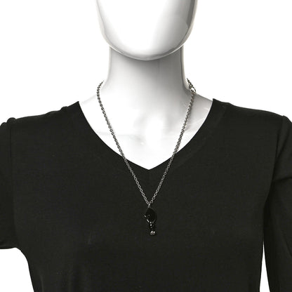 Hermes Lacquered Palladium Cavalier Necklace Black 2 of 6