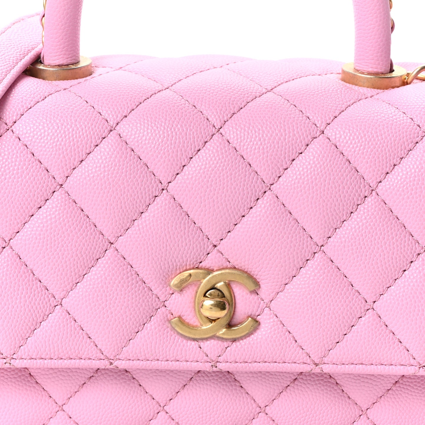 Caviar Quilted Mini Coco Chain Handle Flap Pink