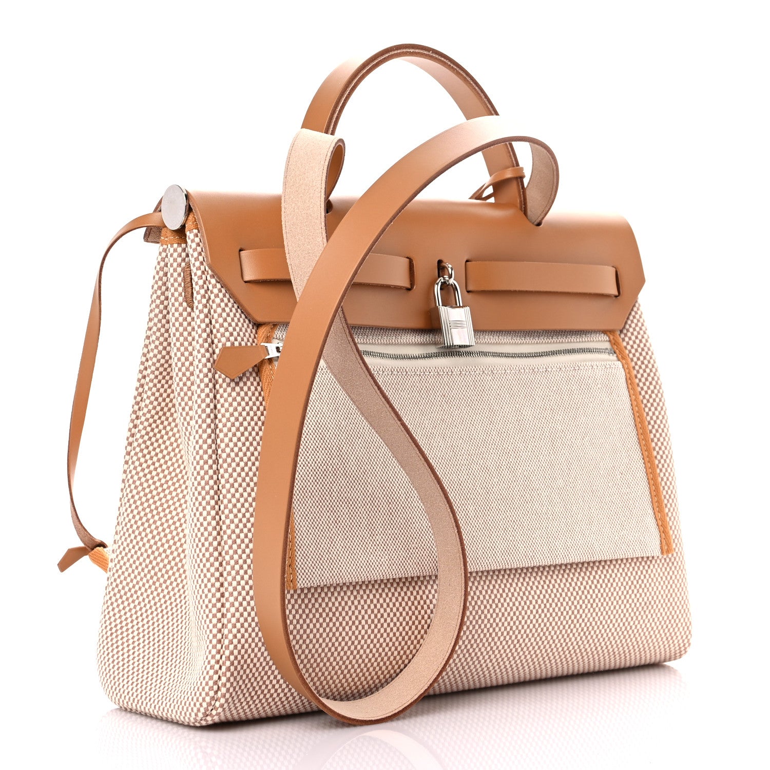 Hermes Vache Hunter Criss Viking Herbag Zip Retourne 31 PM Ecru Beige Naturel 4 of 11
