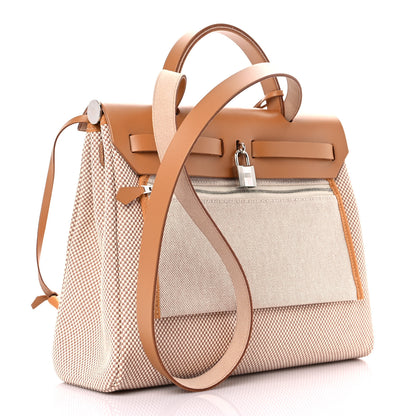 Hermes Vache Hunter Criss Viking Herbag Zip Retourne 31 PM Ecru Beige Naturel 4 of 11