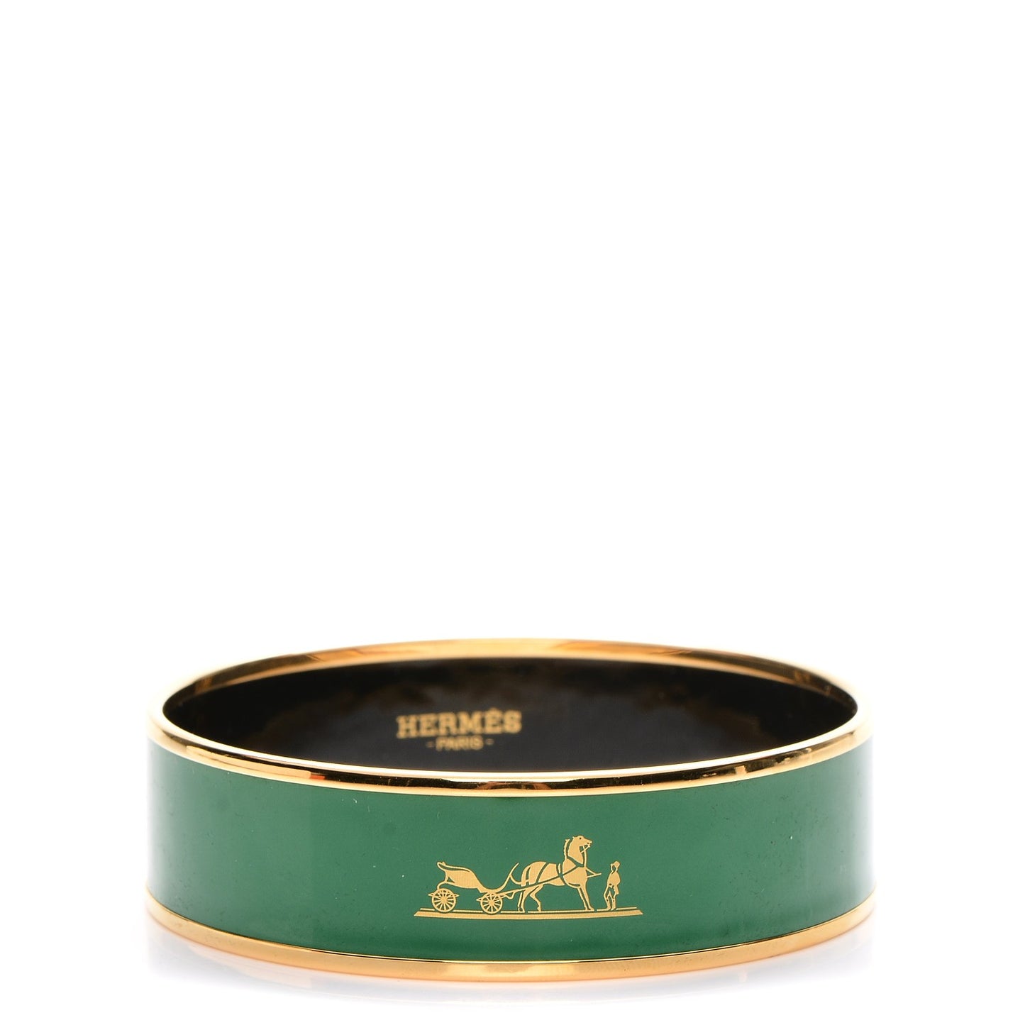 Enamel Wide Caleche Bracelet 65 Vert Sapin