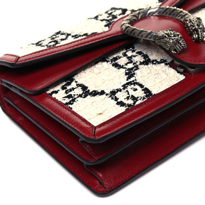Gucci Tweed GG Monogram Small Dionysus Shoulder Bag White Black Romantic Cherry 7 of 8