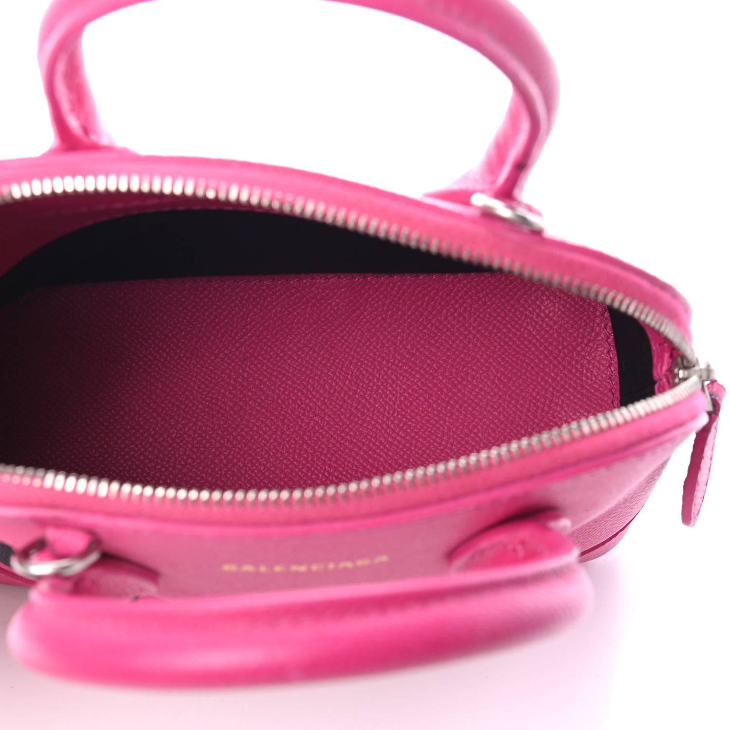 Balenciaga Signature Grained Calfskin Logo XXS Ville Top Handle Bag Fuchsia 4 of 4