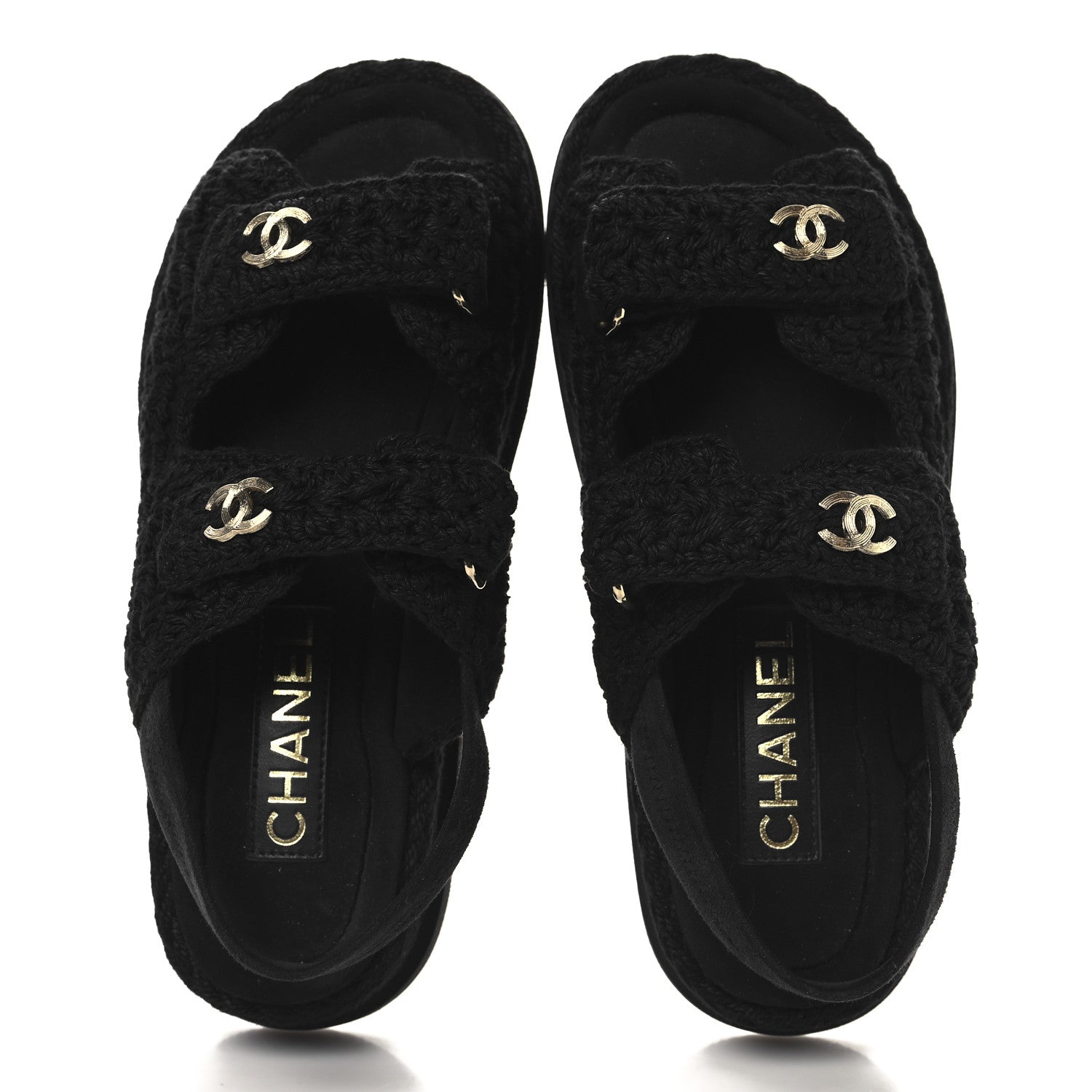 Chanel Crochet Velcro Dad Sandals 36 Black 2 of 9