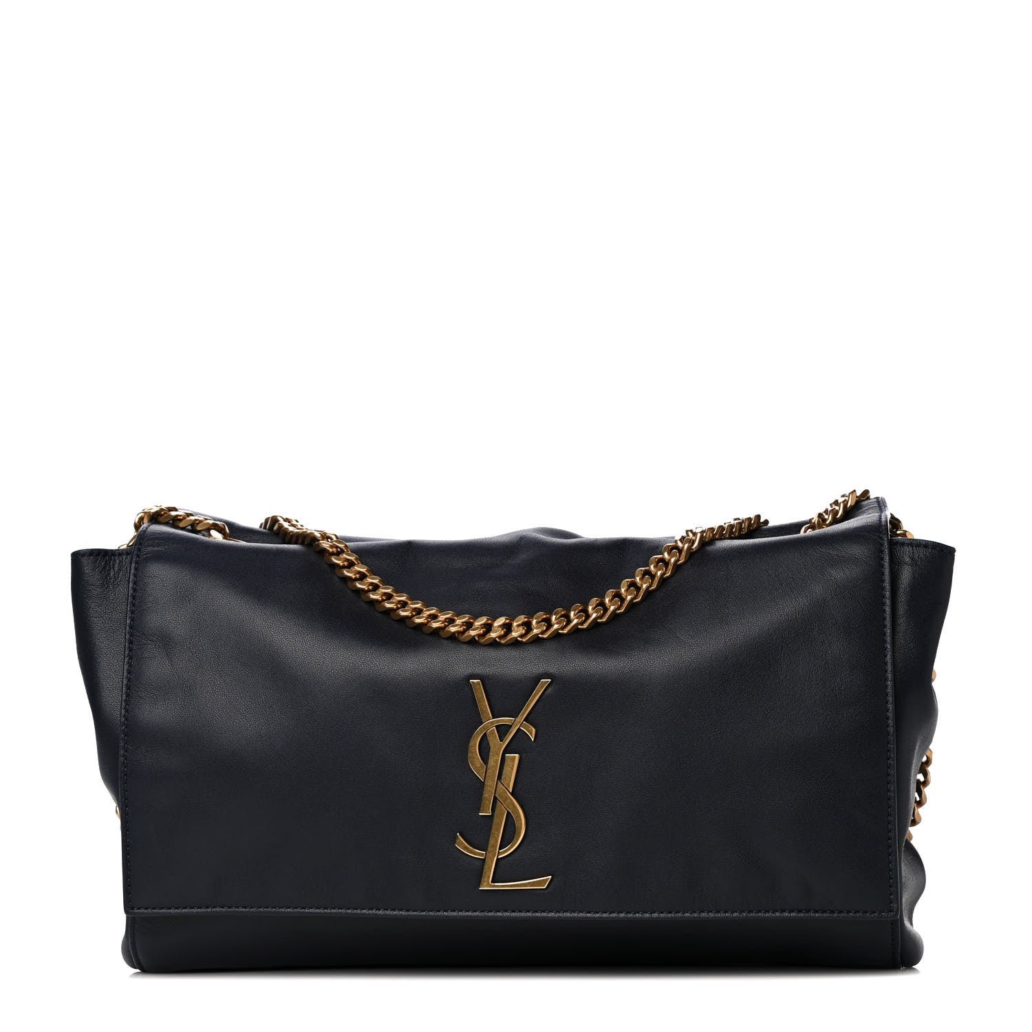Saint Laurent Smooth Calfskin Suede Medium Reversible Monogram Kate Satchel Navy 1 of 18