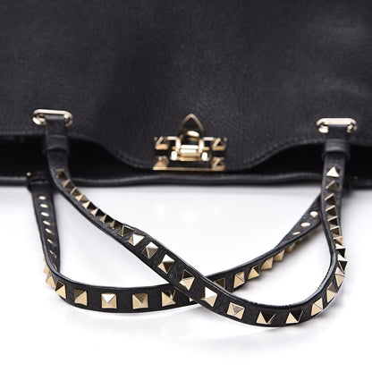 Valentino Garavani Pebbled Calfskin Medium Rockstud Tote Black 9 of 11