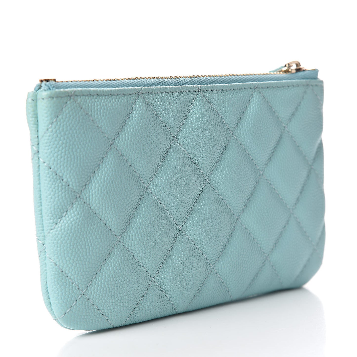 Caviar Quilted Small Cosmetic Case Light Blue