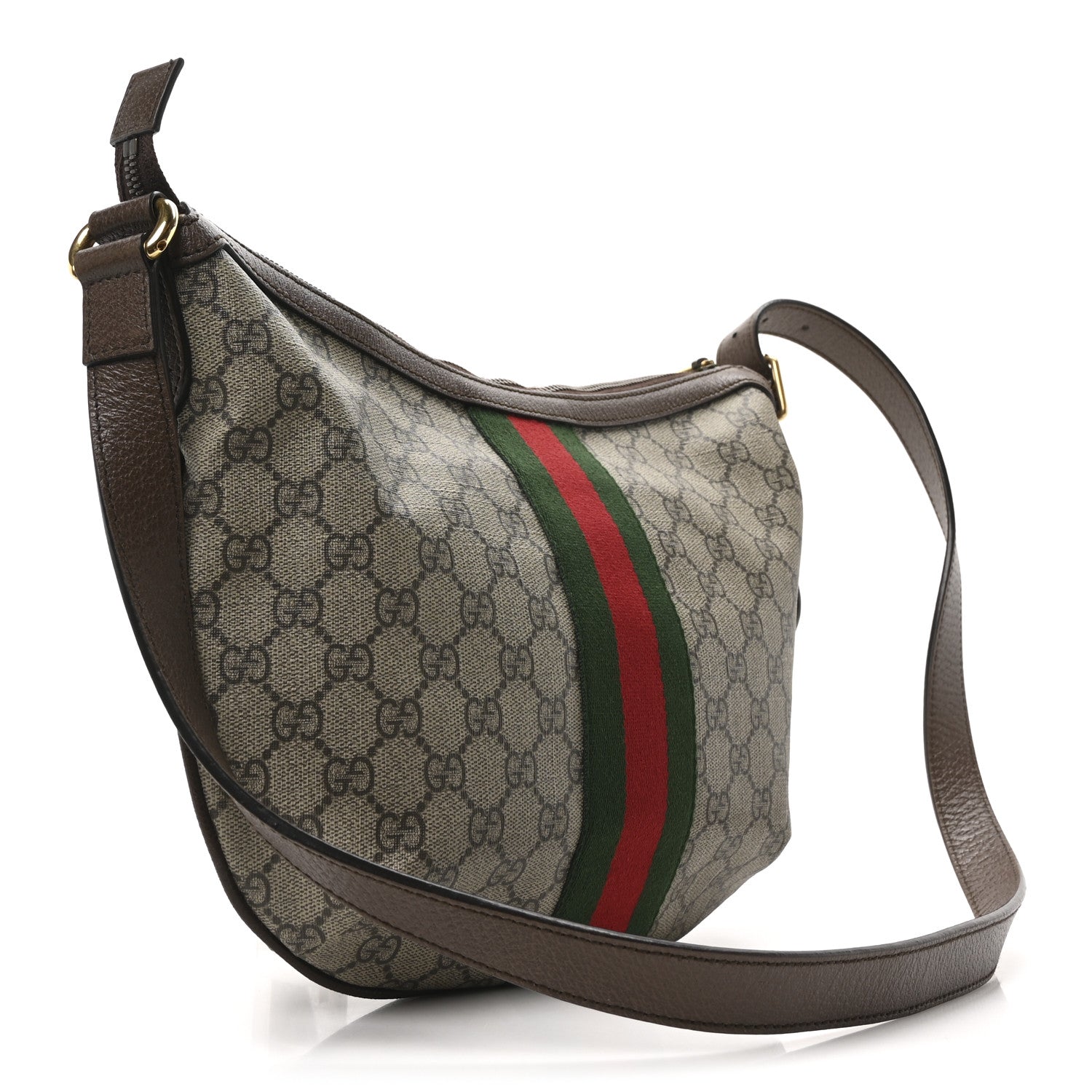 Gucci GG Supreme Monogram Web Small Ophidia Half Moon Hobo Brown 3 of 10