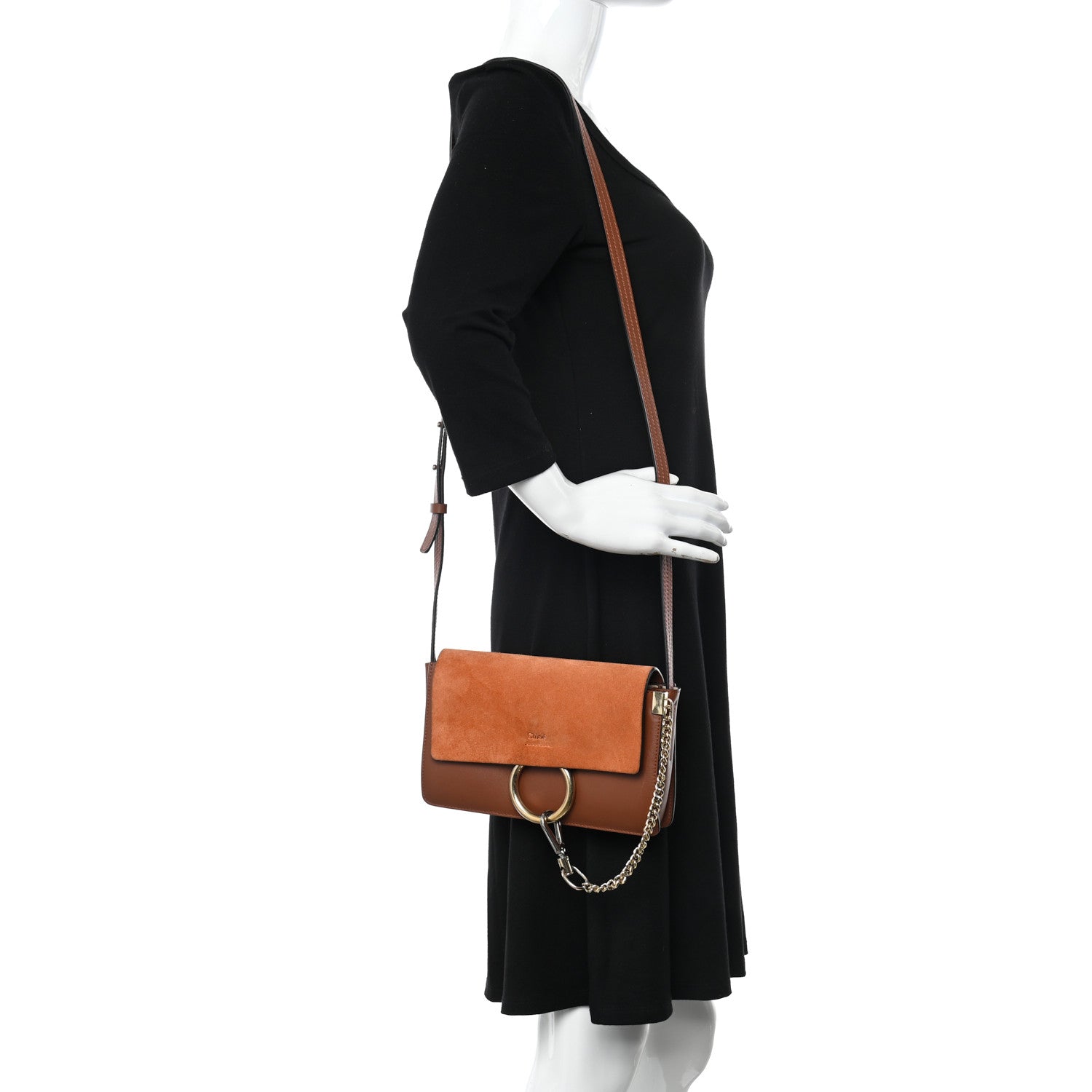 Chloe Suede Calfskin Small Faye Shoulder Bag Tobacco 2 of 15