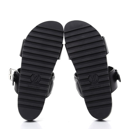 Louis Vuitton Calfskin New Wave Bom Dia Mule Sandals Black 38 6 of 10