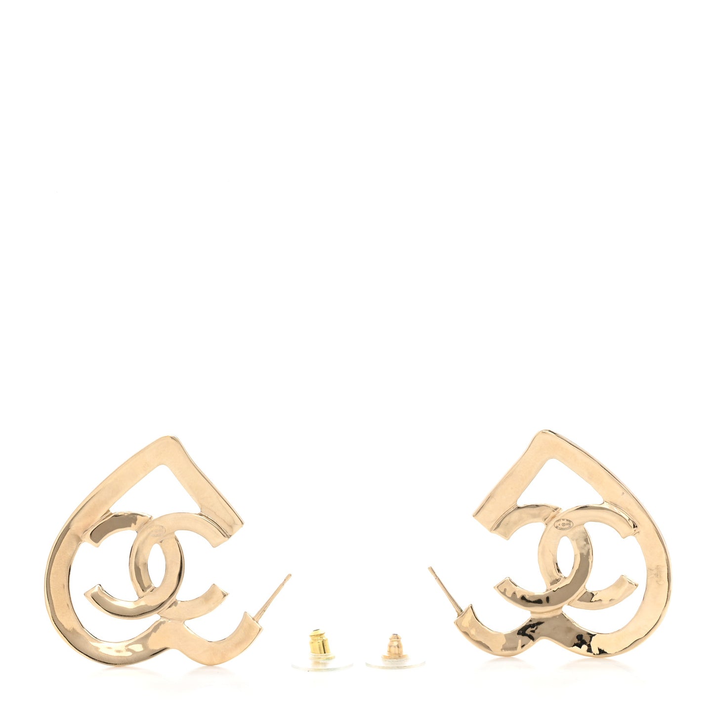 Metal CC Heart Coco In Love Hoop Earrings Gold