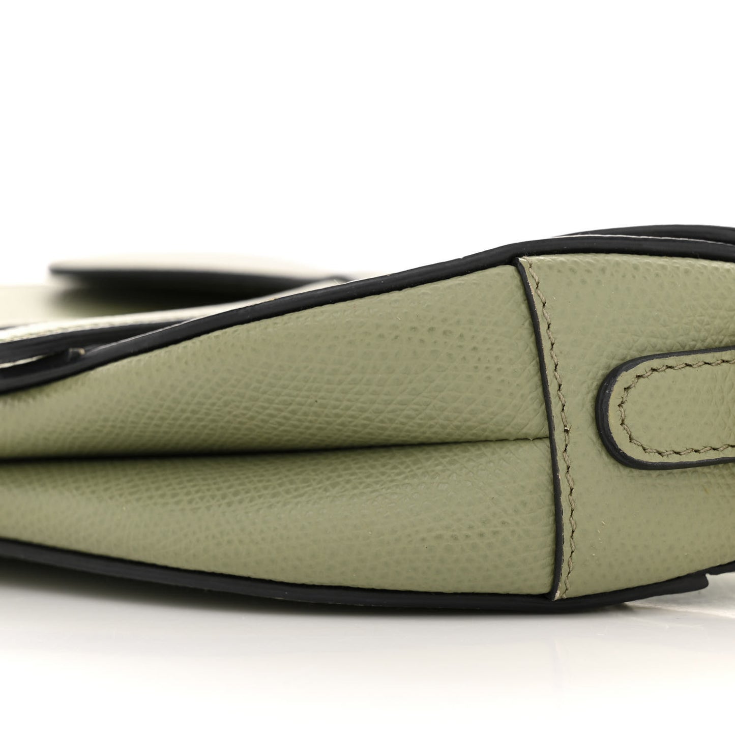 Grained Calfskin Mini Saddle Bag Sage Green
