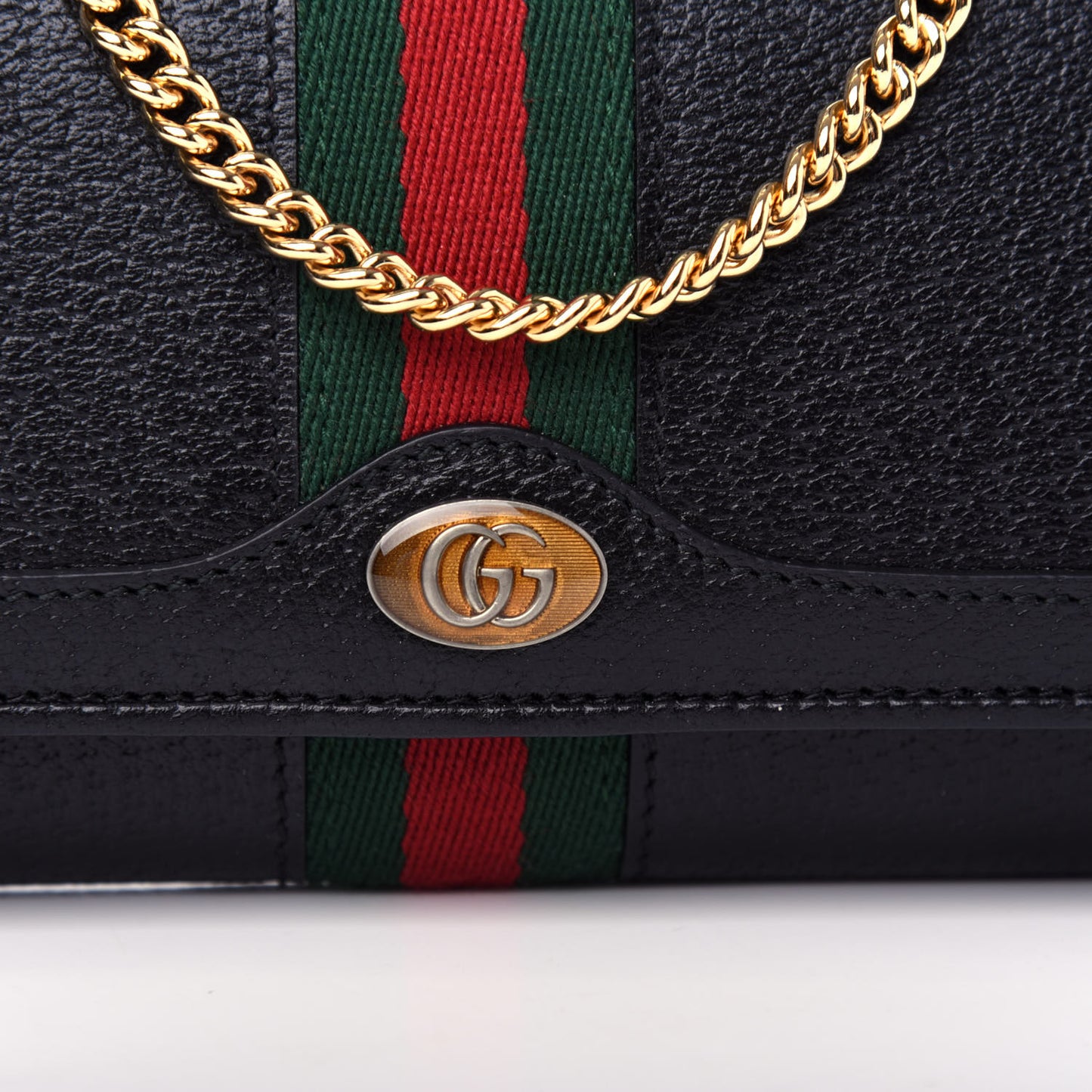 Calfskin Web Ophidia Wallet On Chain Black