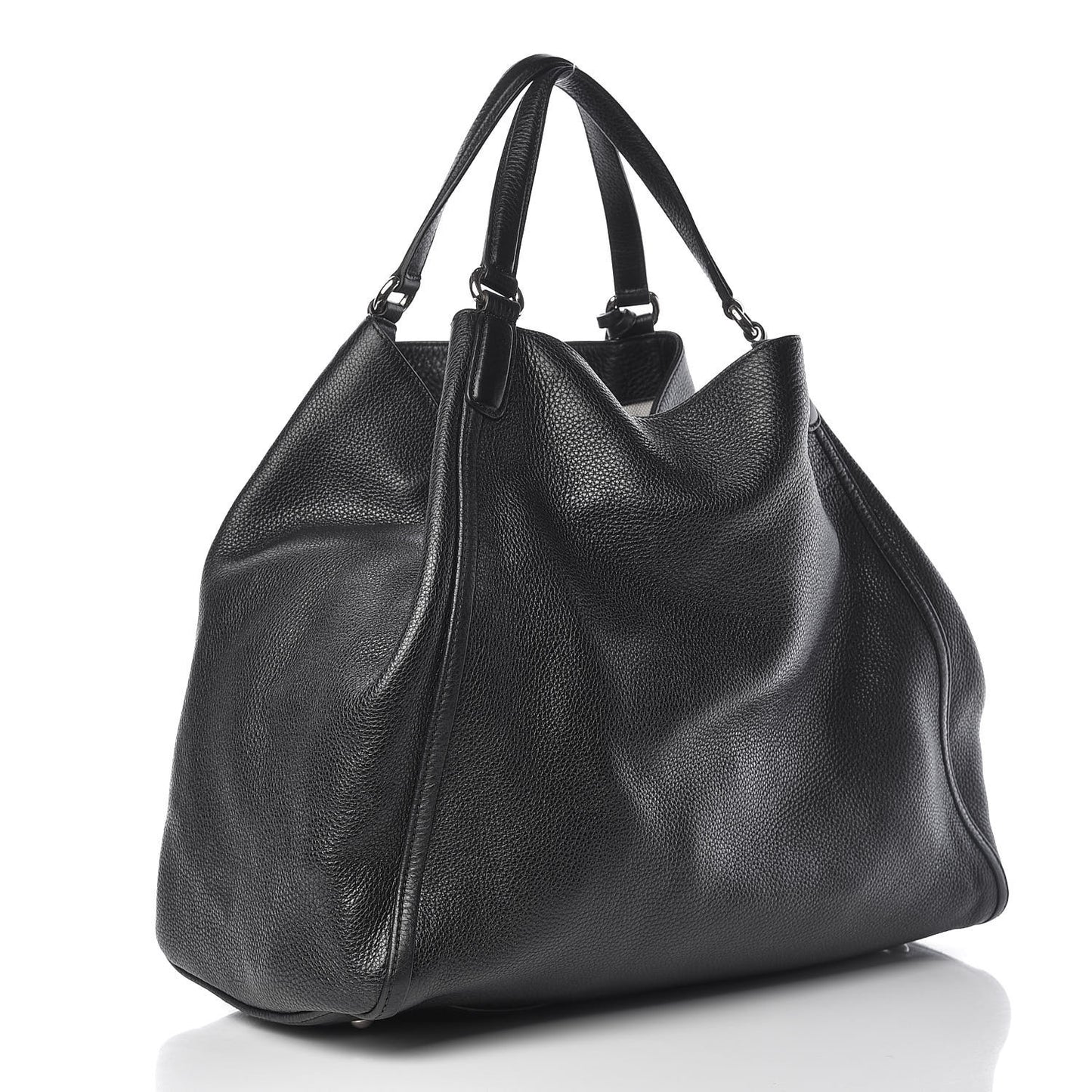 Pebbled Calfskin Large Soho Shoulder Bag Black