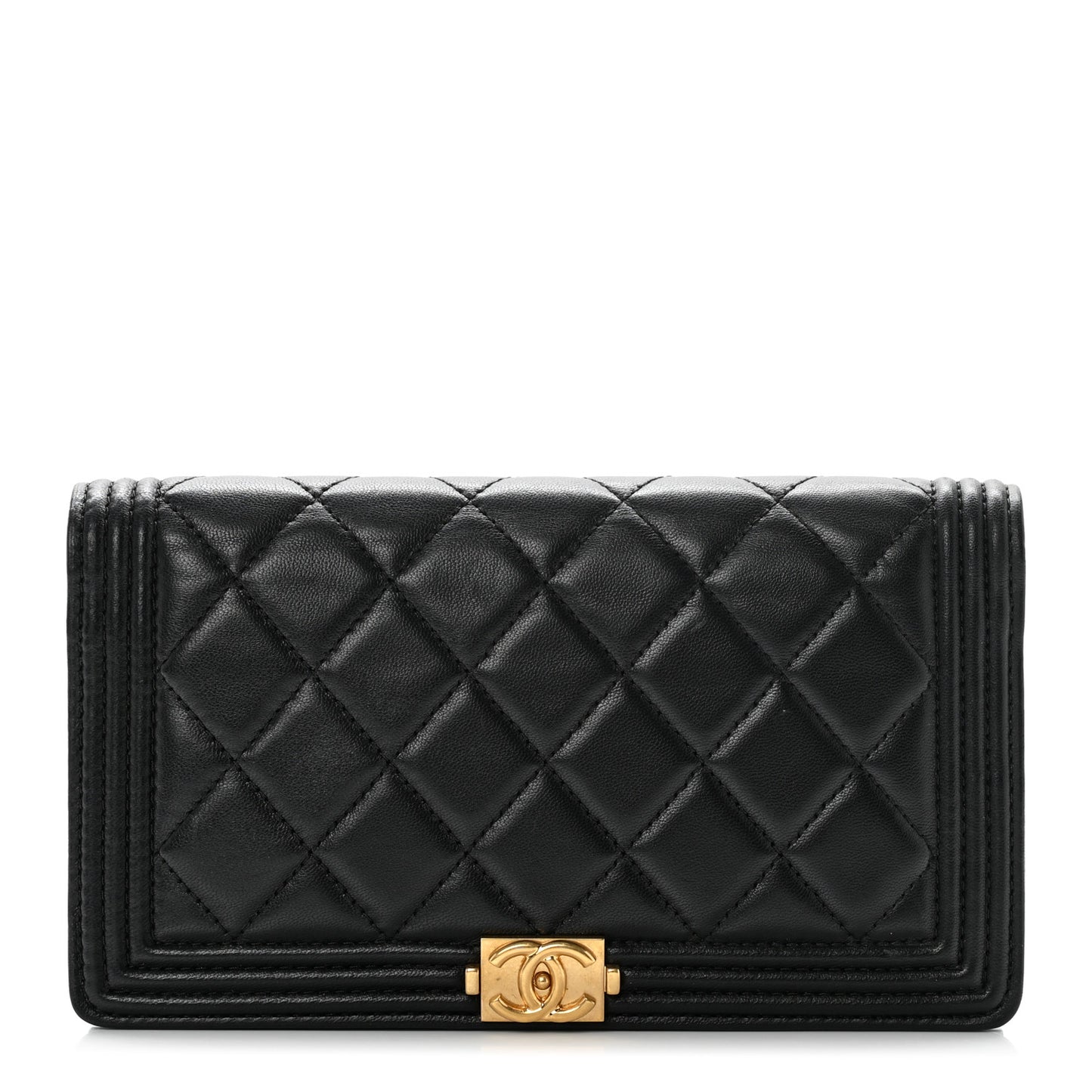 Lambskin Quilted Boy Yen Wallet Black