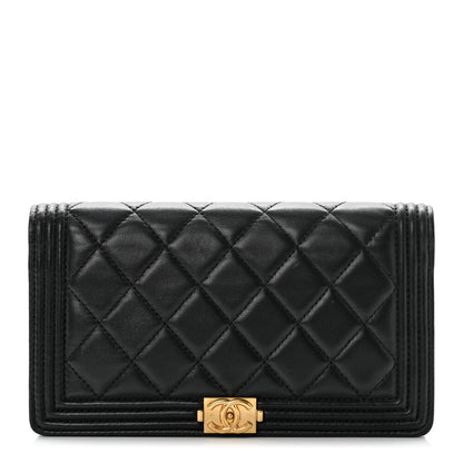 Chanel Lambskin Quilted Boy Yen Wallet Black 1 of 9