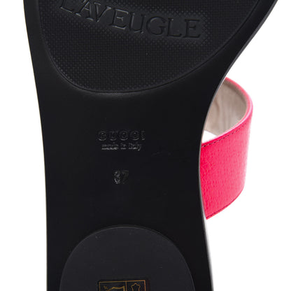 Gucci Calfskin GG Marmont Thong Sandals 37 Fuxia Fluo 7 of 8