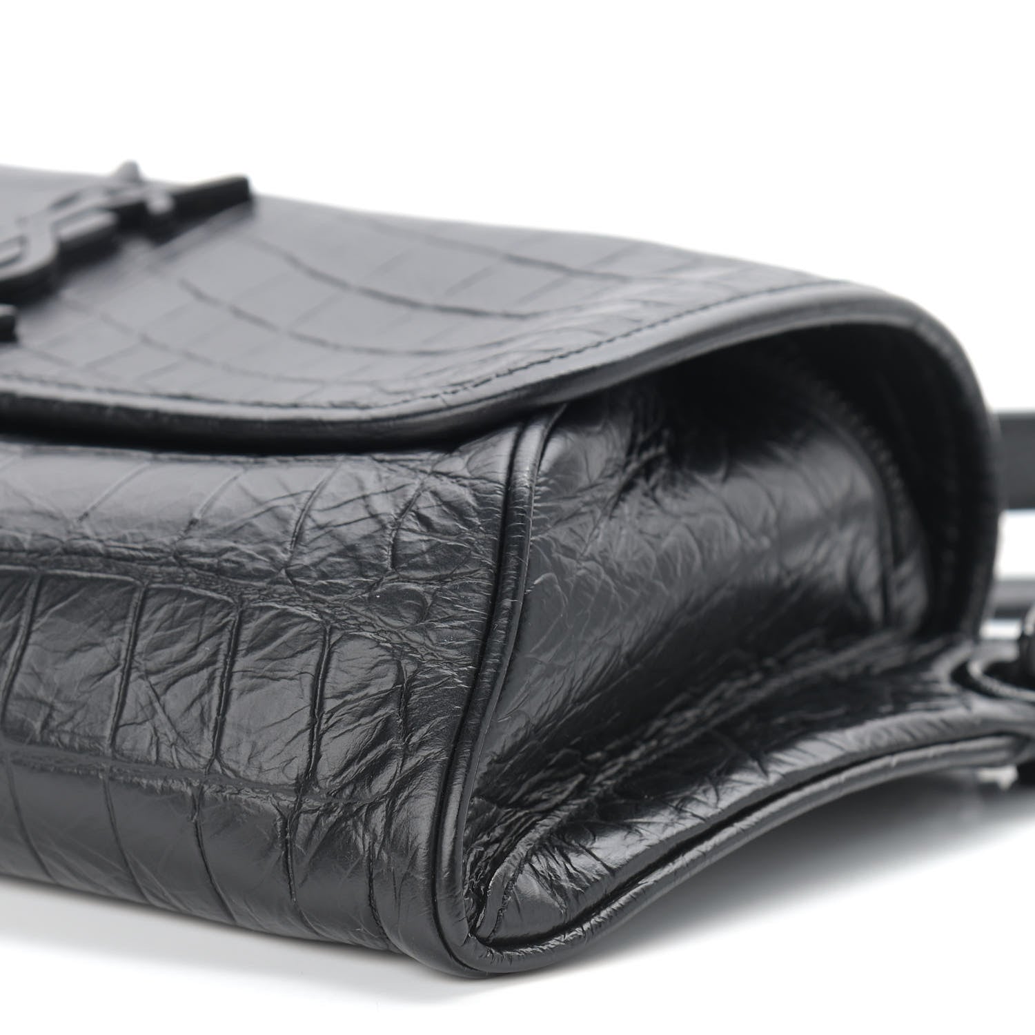 Saint Laurent Crocodile Embossed Matelasse Monogram Niki Body Bag Black 9 of 9