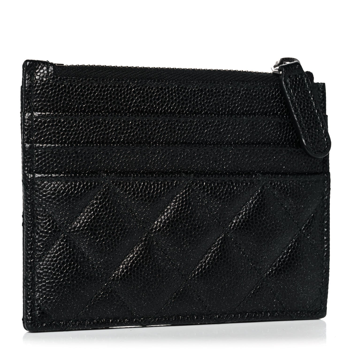 Chanel Iridescent Caviar Quilted CC Zip Card Holder Black 3 of 9