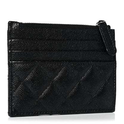 Chanel Iridescent Caviar Quilted CC Zip Card Holder Black 3 of 9