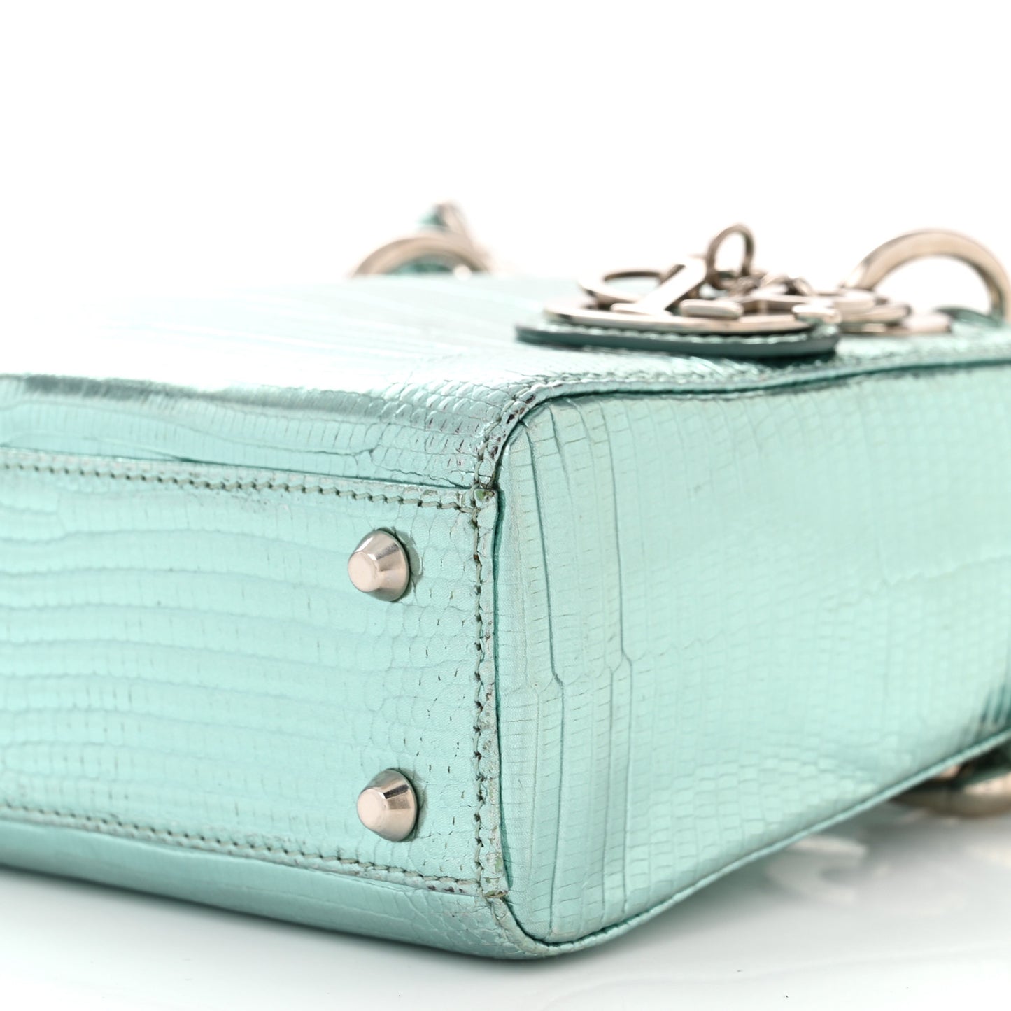 Metallic Lizard Mini Lady Dior Blue