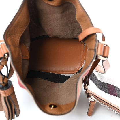Burberry Canvas Mega Check Mini Ashby Tassel Crossbody Saddle Brown 5 of 9