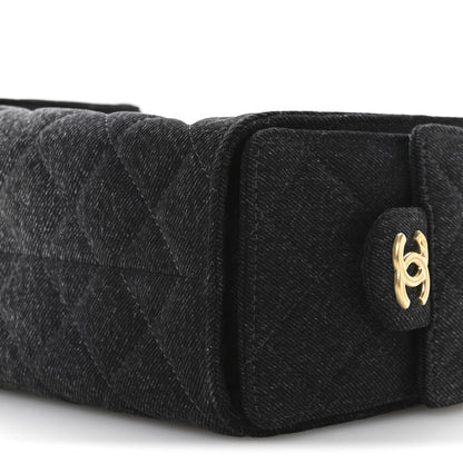 Chanel Washed Denim Quilted Mini Chanel 25 Handbag Black 10 of 11