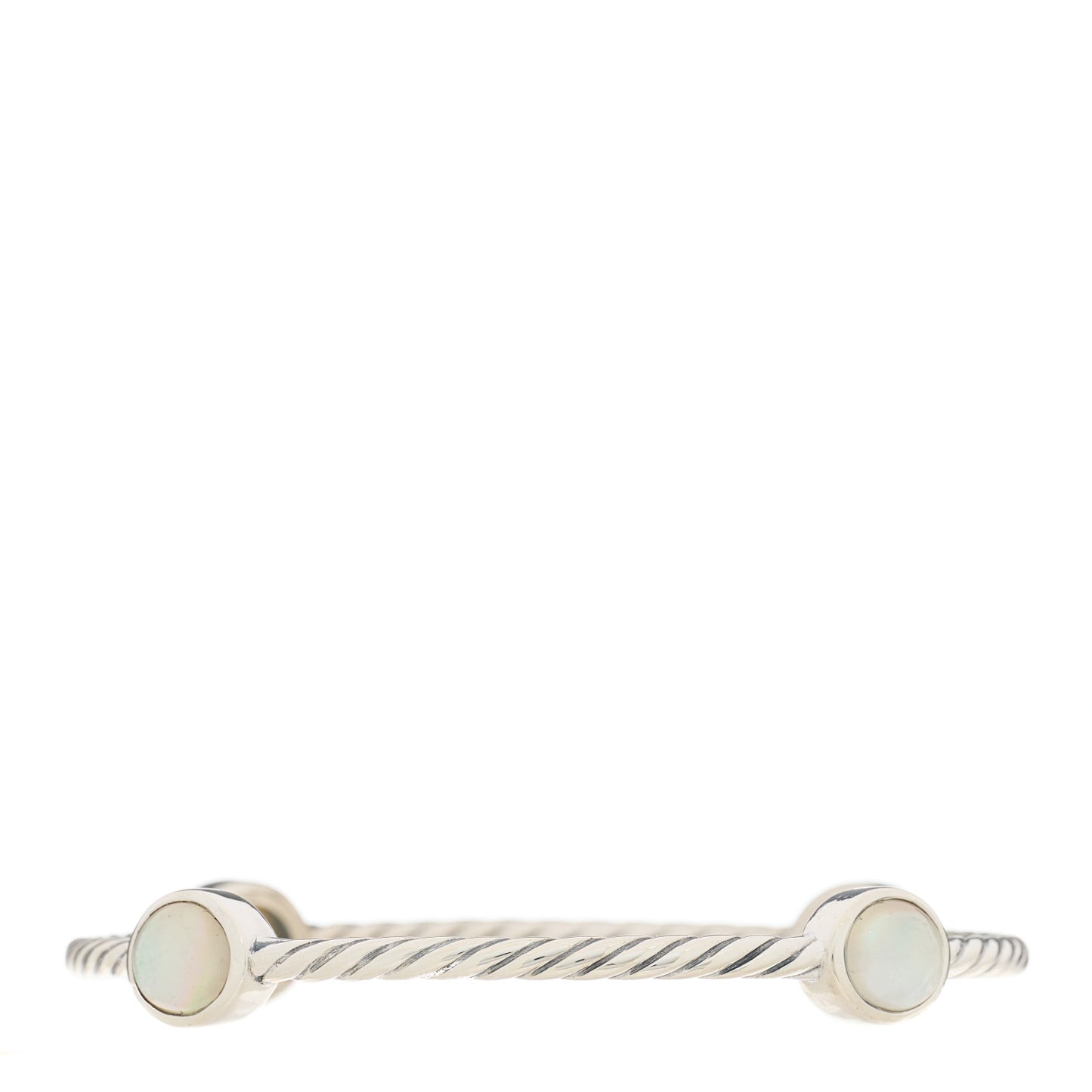 Sterling Silver Mother of Pearl 3mm 4 Station Bangle Bracelet
