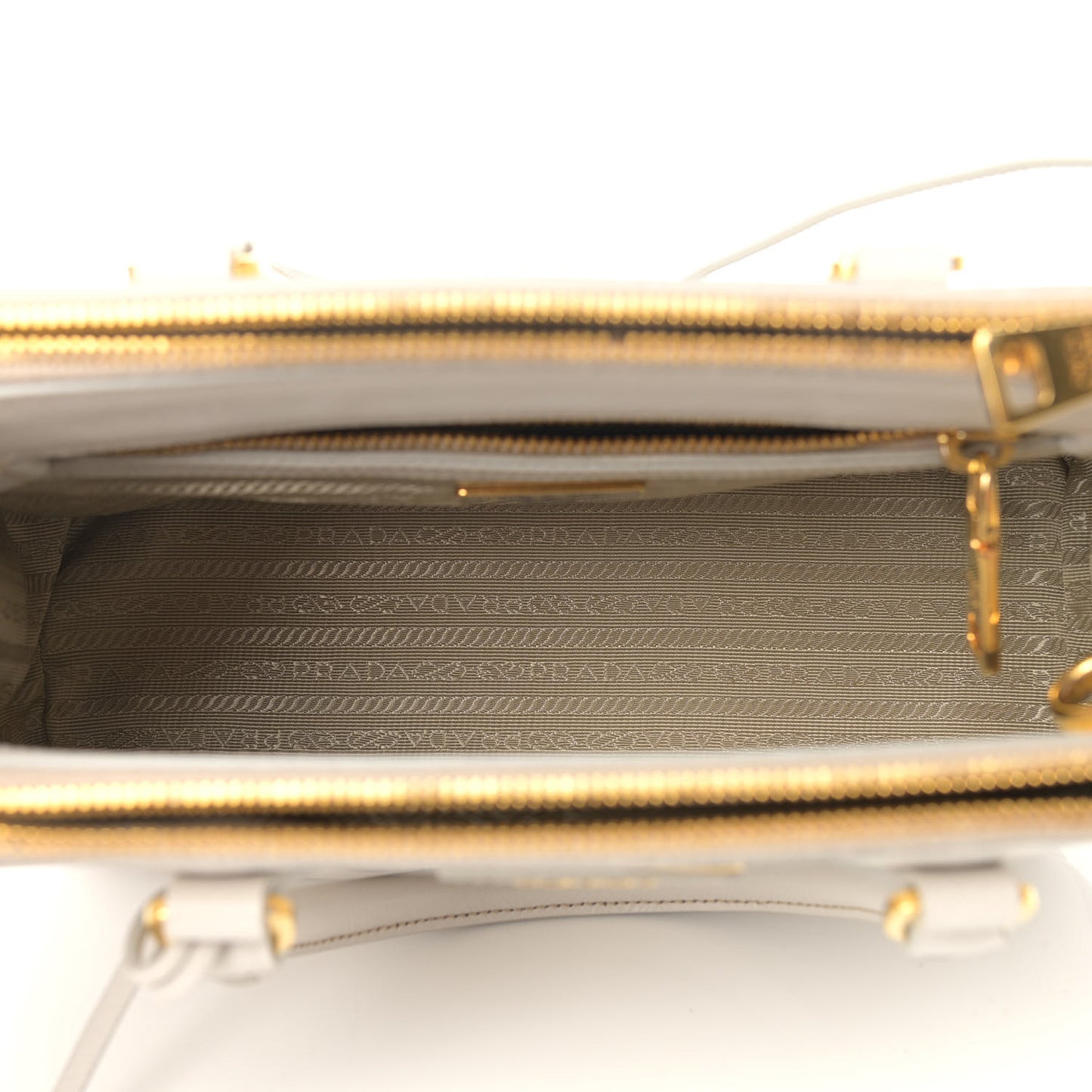 Saffiano Lux Mini Double Zip Galleria Tote Talco