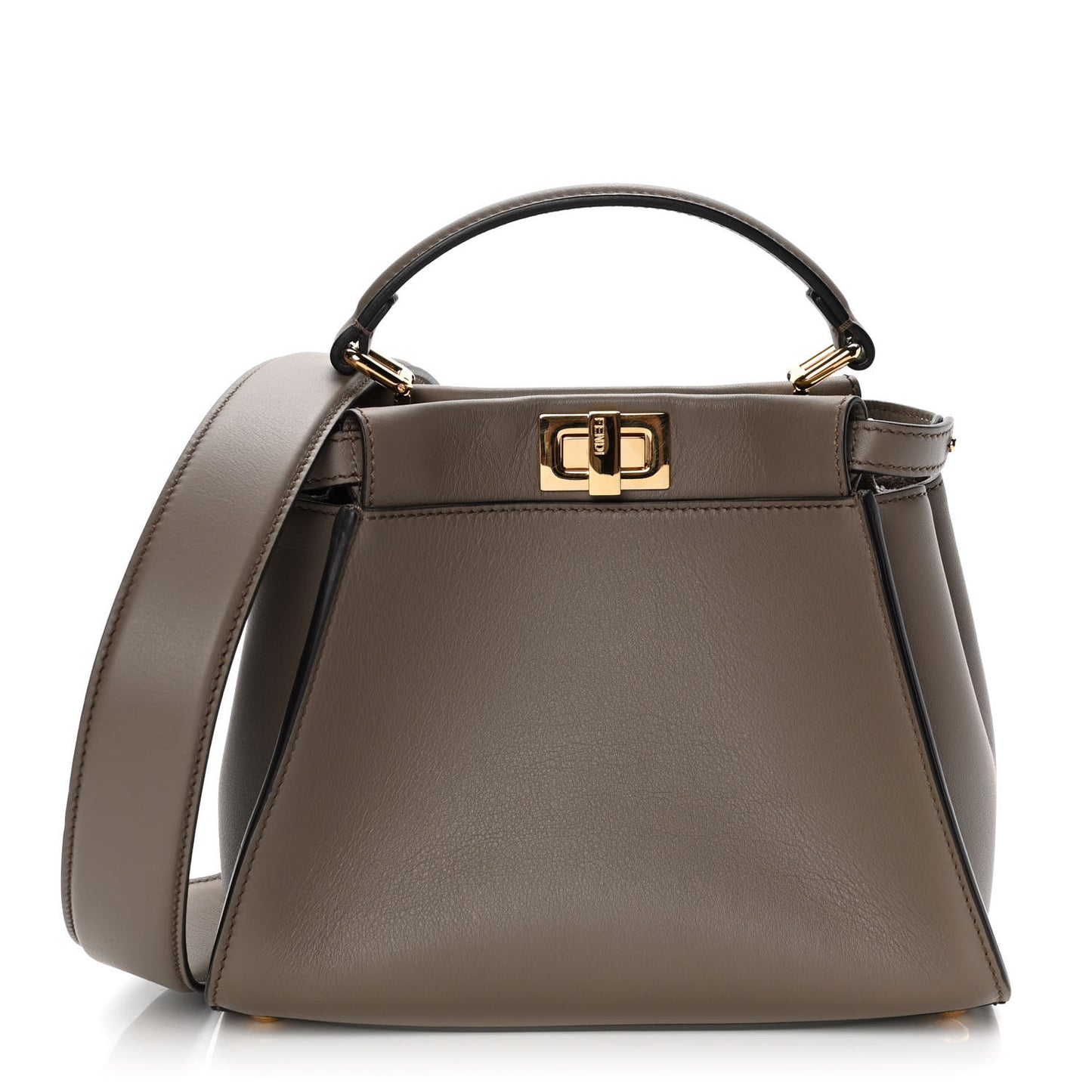 Vitello Seta Canvas FF Embroidered Mini Peekaboo Iconic Satchel Tartufo