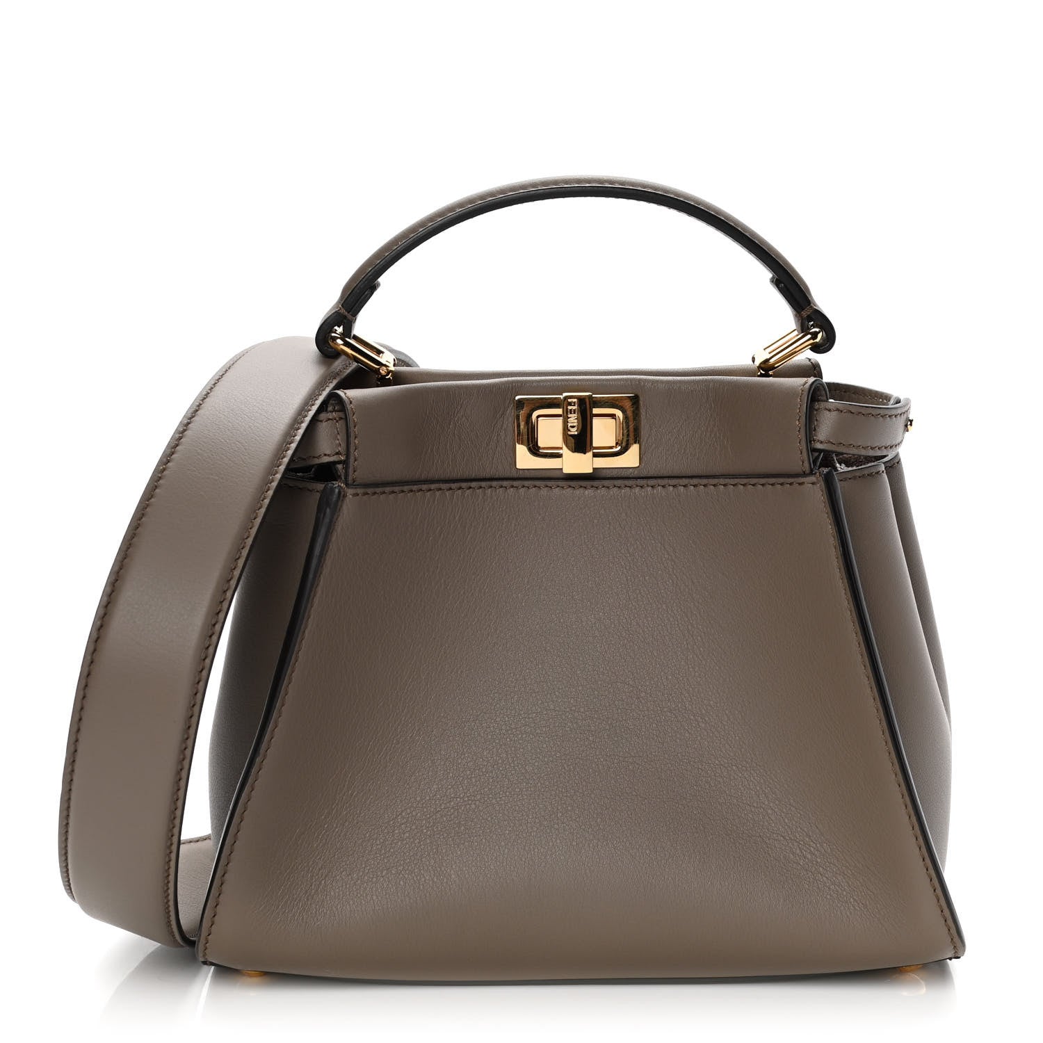 Fendi Vitello Seta Canvas FF Embroidered Mini Peekaboo Iconic Satchel Tartufo 1 of 11